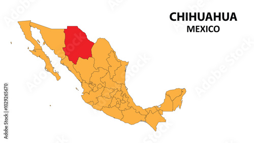 Chihuahua Map is highlighted on the Mexico map with detailed state and region outlines.