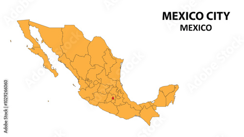 Mexico City Map is highlighted on the Mexico map with detailed state and region outlines.