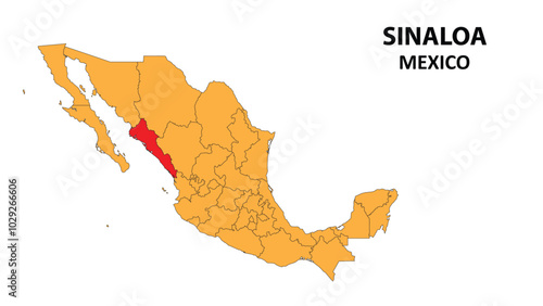 Sinaloa Map is highlighted on the Mexico map with detailed state and region outlines.