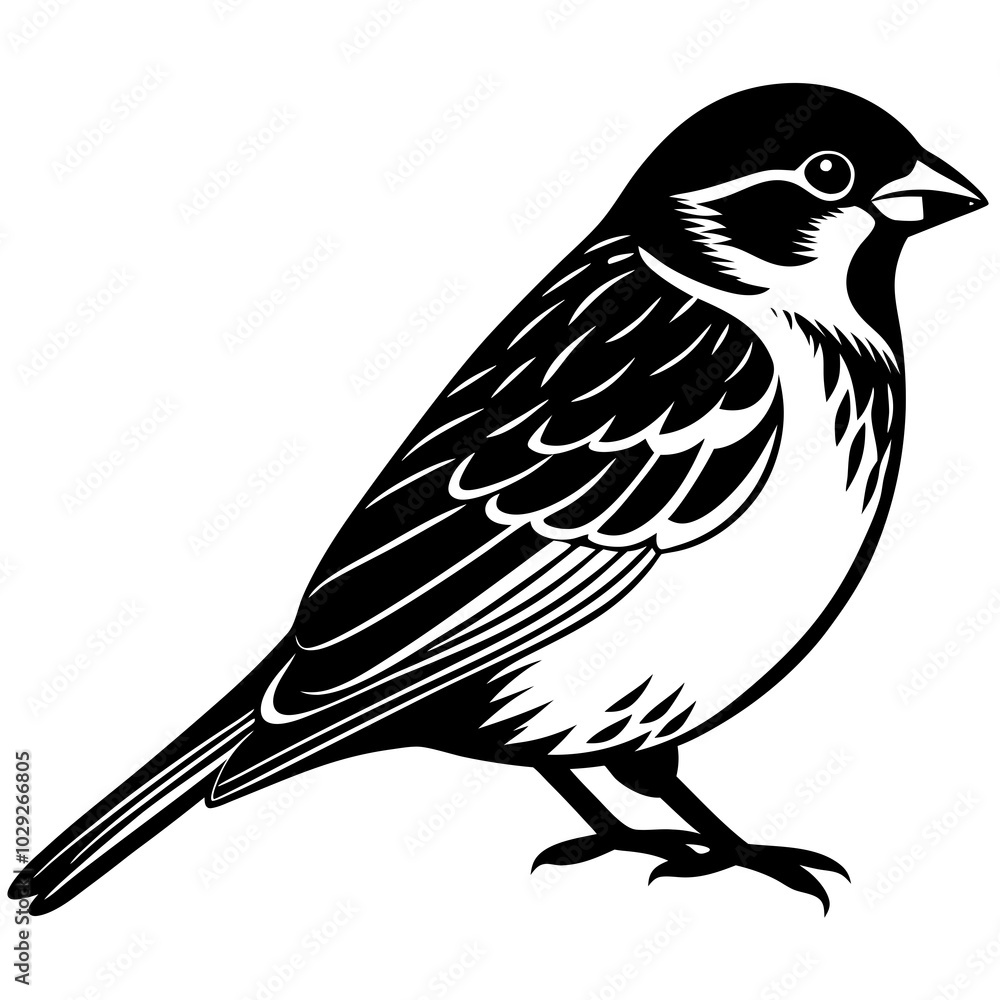 Obraz premium Sparrow silhouette vector illustration 
