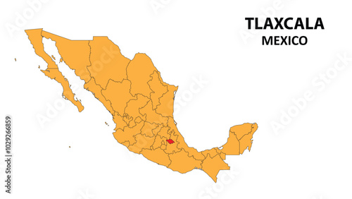 Tlaxcala Map is highlighted on the Mexico map with detailed state and region outlines.