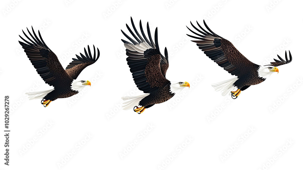 Fototapeta premium Bald Eagles Soaring With Majestic Wingspan Generative AI