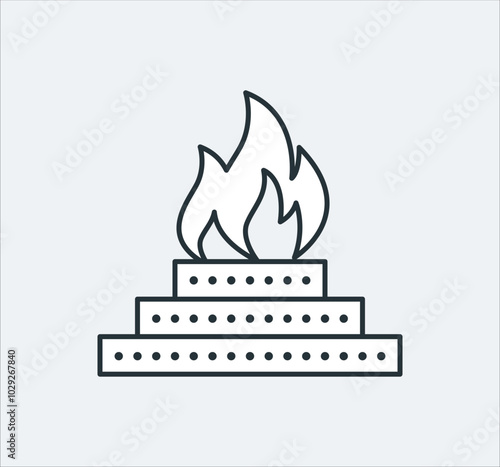 In Vedic Hinduism, a ritual done in front of sacred fire with mantras is Yagya [Worshipping the Supreme lord or Rendering service to the Almighty] Creative Conceptual Vector Graphic Illustration icon.
