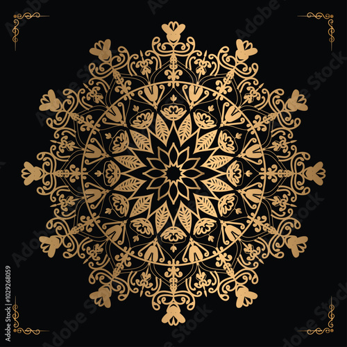 Luxury mandala design gold color VetorPrint