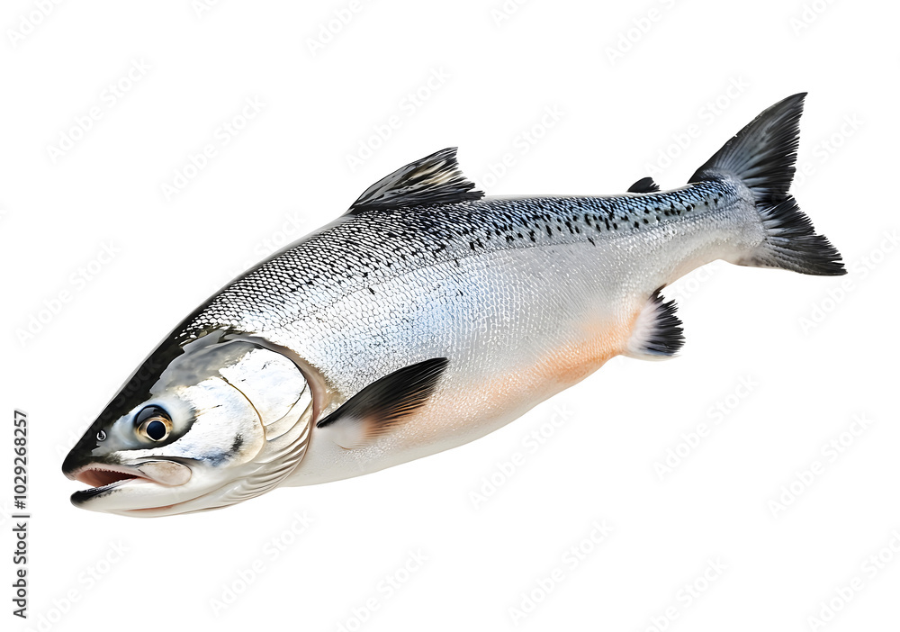 Obraz premium Fresh salmon fish isolated on transparent background. Png format