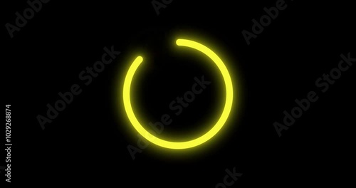 Yellow color Circle loading loop out animation. Ring progress bar alpha channel with black background.