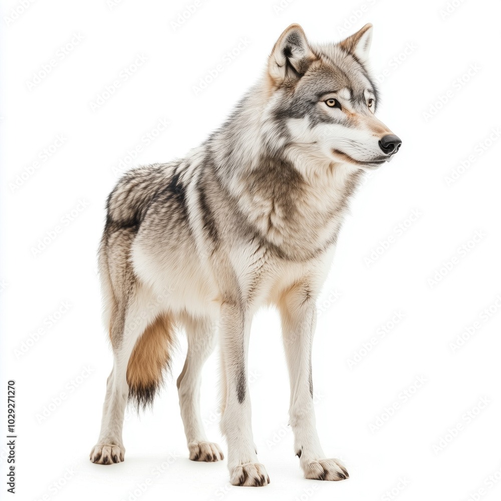 Fototapeta premium Tundra wolf isolated on white background
