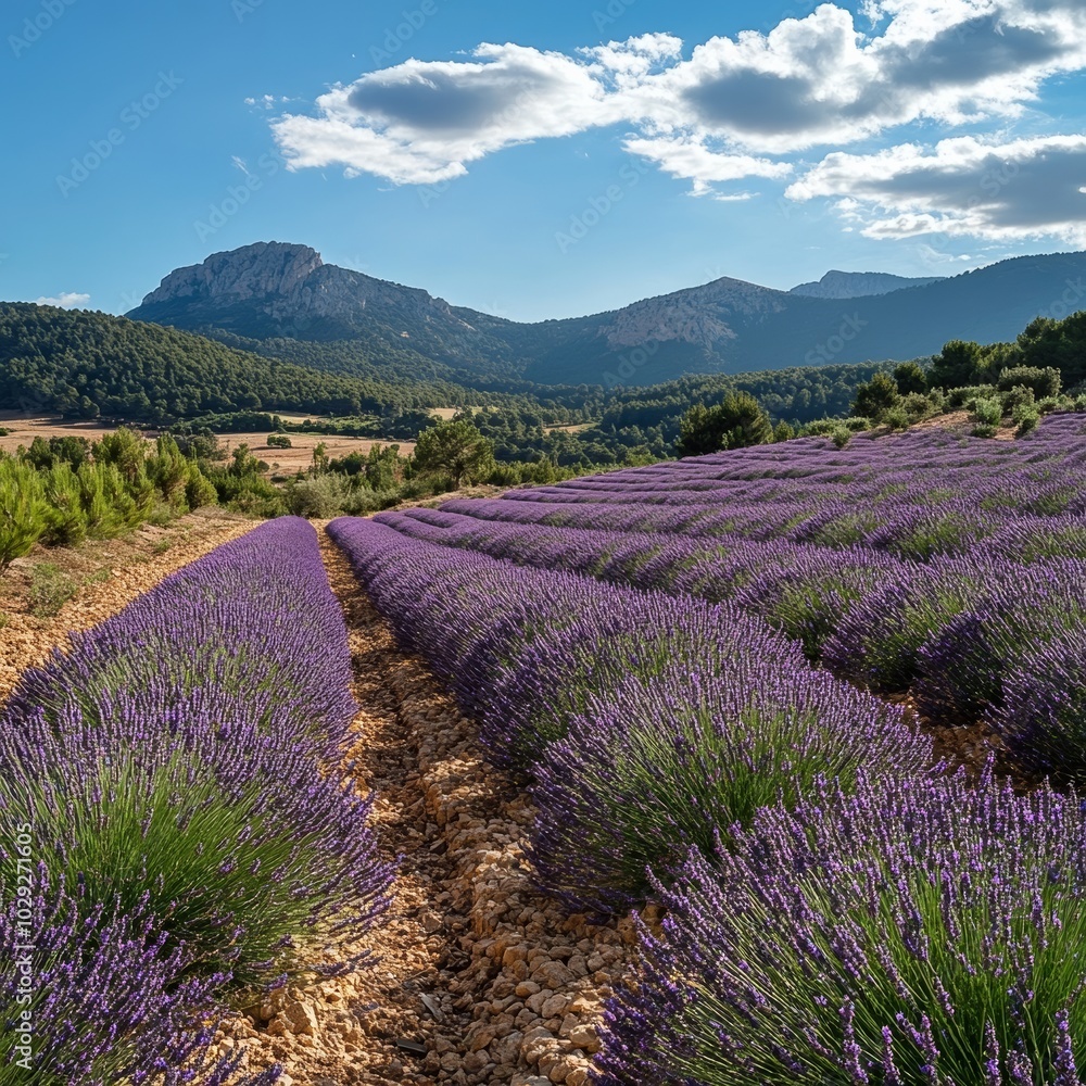 Fototapeta premium Purple fields, El Pobo, Spain