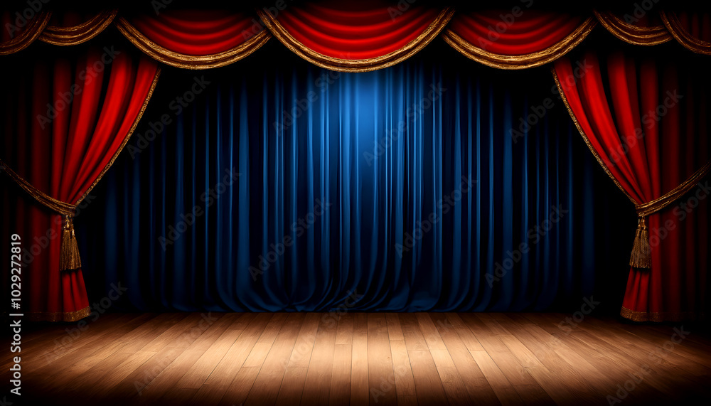 Fototapeta premium stage with green curtains