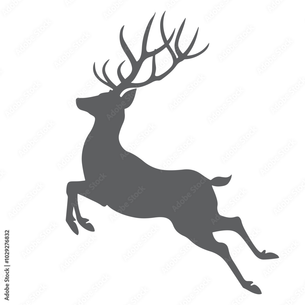 Black deer silhouette. Cartoon style. Vector illustration Black deer silhouette. Cartoon style. Vector illustration