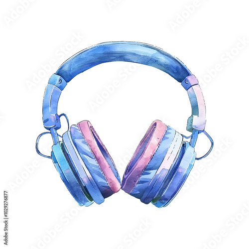 gaming headphone vector illustration in watercolor style