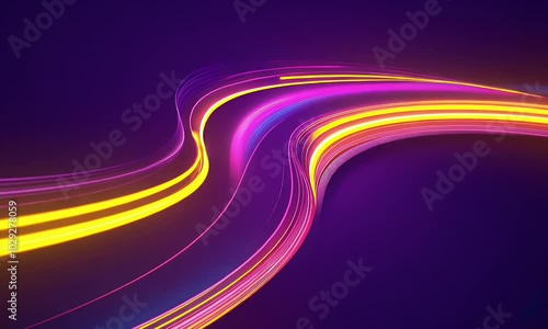 Wallpaper Mural Abstract background with neon glowing lines shape, creating vibrant and dynamic curves on a dark purple backdrop. Torontodigital.ca