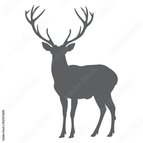 Black deer silhouette. Cartoon style. Vector illustration