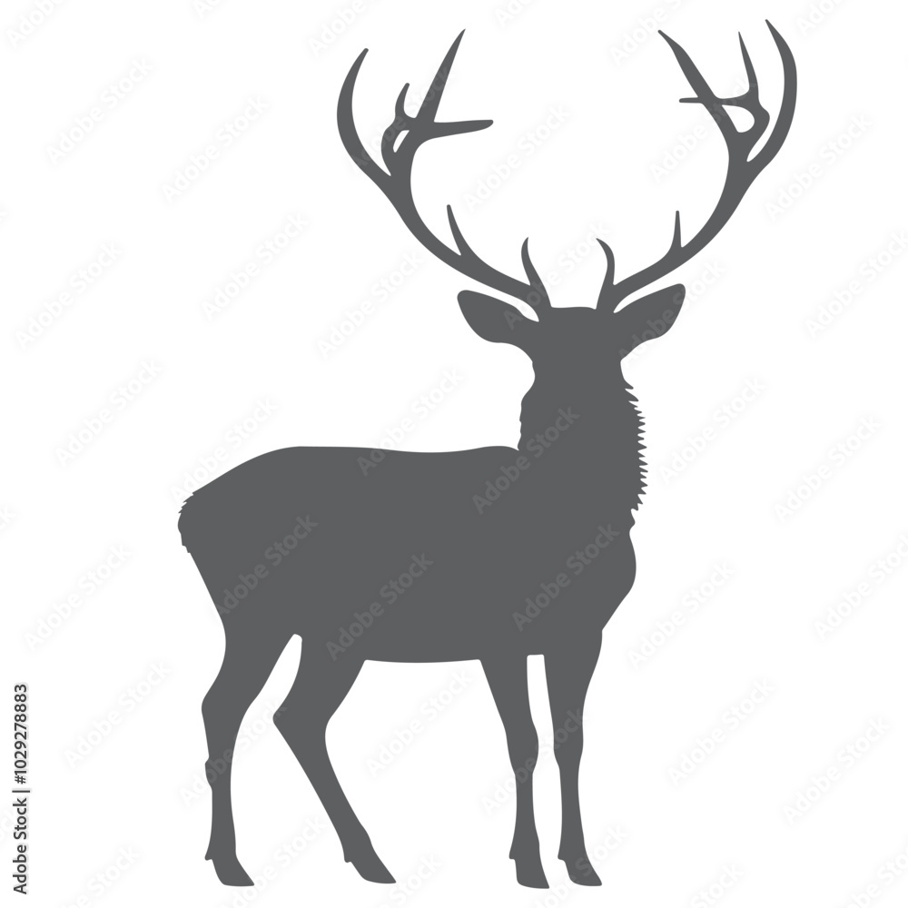 Fototapeta premium Black deer silhouette. Cartoon style. Vector illustration