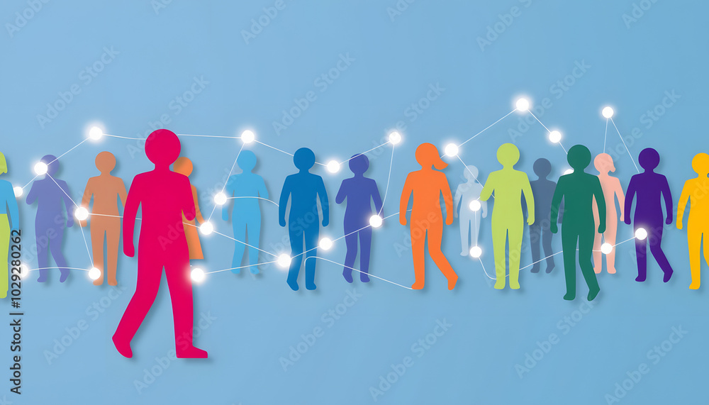 Connected People Abstract background. Connect Line of Colorful Person. Diversity, Contemporary and Communication Concept Creative Idea isolated with white highlights, png Connected People Abstract background. Connect Line of Colorful Person. Diversity, Contemporary and Communication Concept Creative Idea isolated with white highlights, png