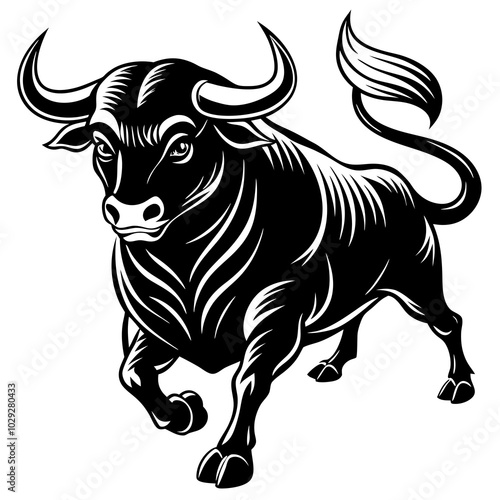 A bull charging silhouette black vector