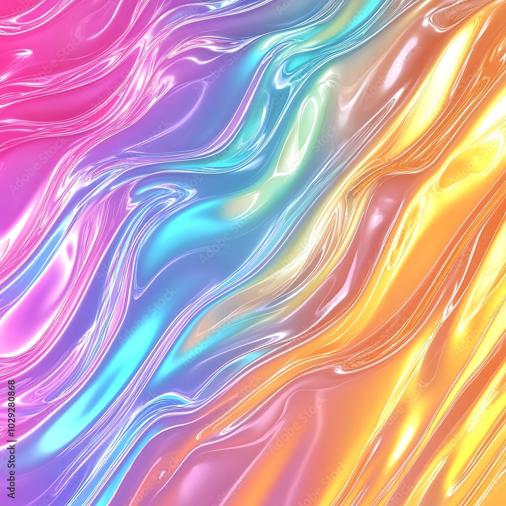 Obraz premium A colorful, fluid abstract design featuring smooth waves in vibrant hues.
