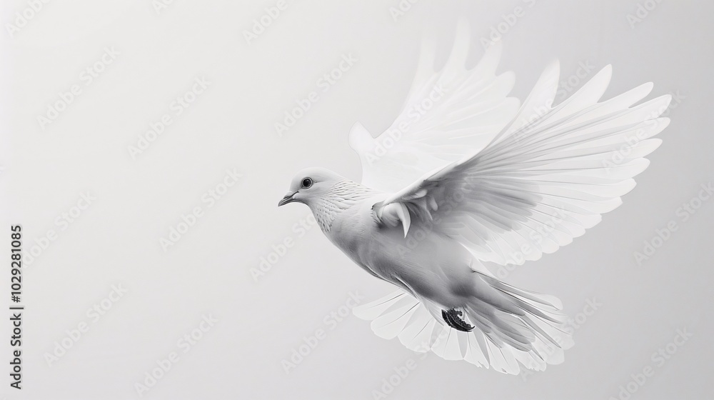 Obraz premium White Dove in Flight: A Symbol of Peace and Serenity