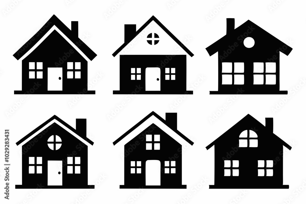 Fototapeta premium Home icon vector set, House symbol. Vector illustration