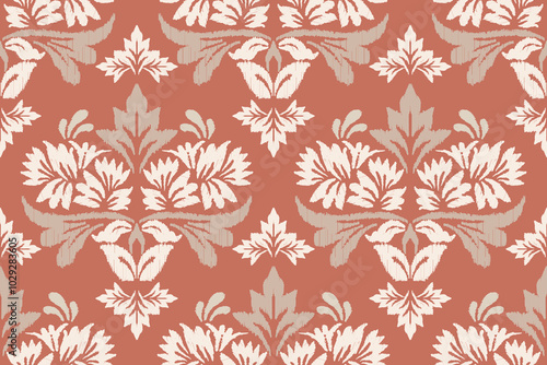 Seamless floral damask pattern Vintage background.Ethnic oriental pattern traditional.Motifs Ikat embroidery wallpaper.Textile rapport. abstract design for texture, fabric, clothing, wrapping