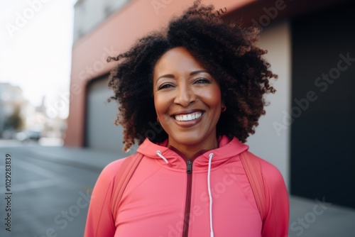 Portrait of a middle aged body positive African American woman