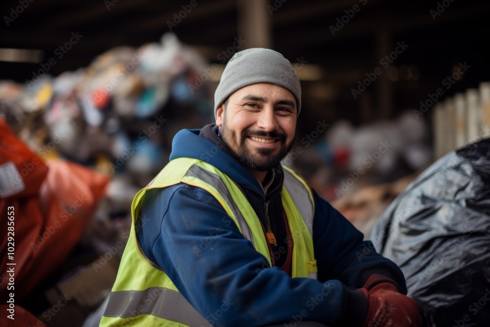 Portrait of a worker at recycling facility Portrait of a worker at recycling facility