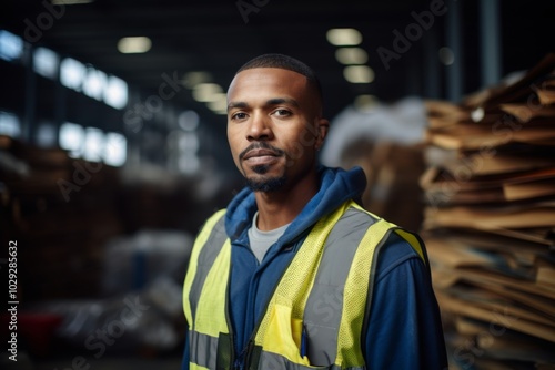 Portrait of a worker at recycling facility