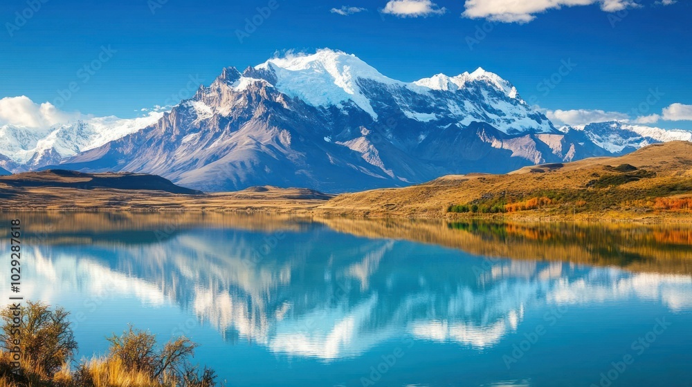 Mountain Range Reflected in Still Lake Water Mountain Range Reflected in Still Lake Water