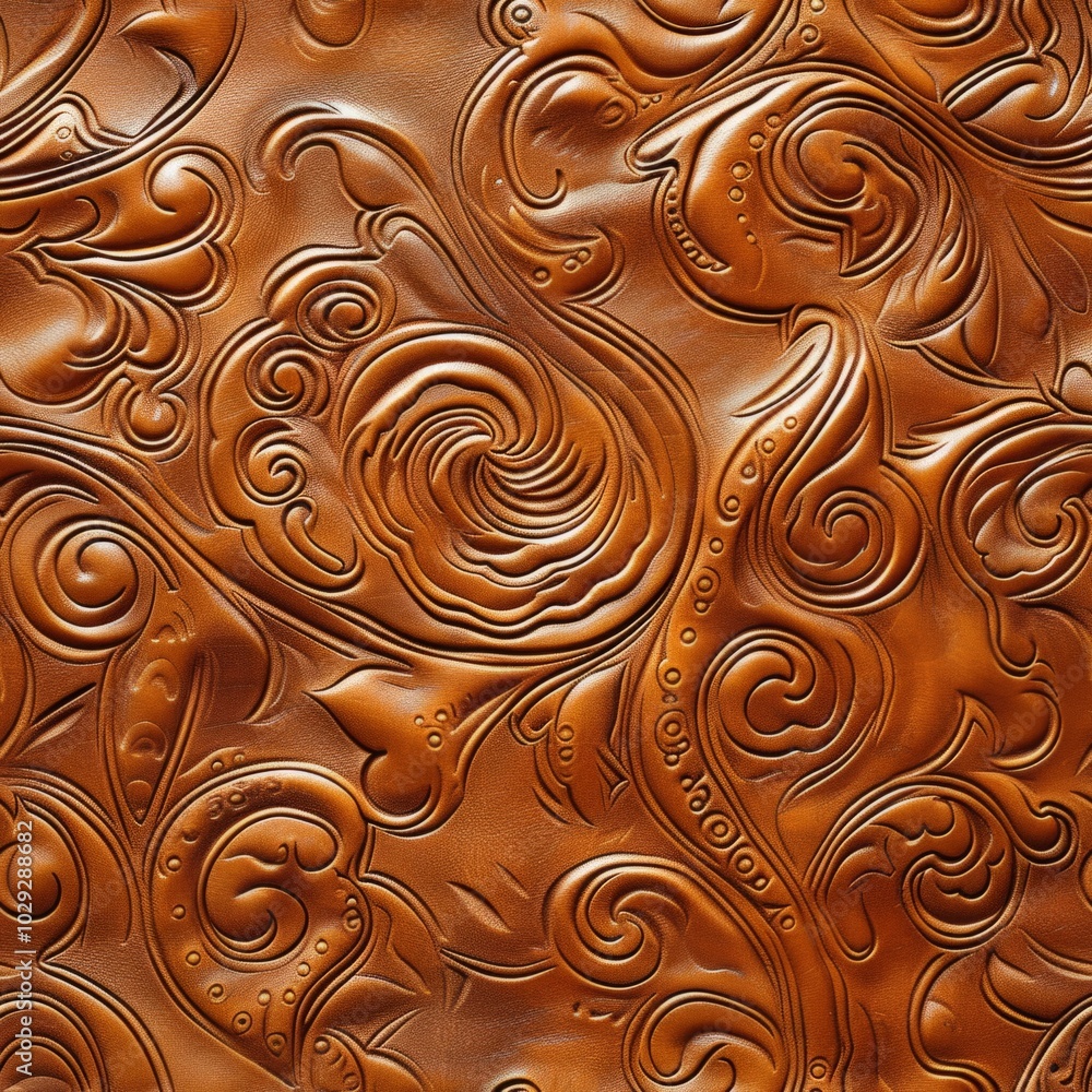 Beautiful embossed leather texture with intricate swirls and floral patterns. Rich brown tones create warmth. Perfect for background or fashion design. Generative AI Beautiful embossed leather texture with intricate swirls and floral patterns. Rich brown tones create warmth. Perfect for background or fashion design. Generative AI