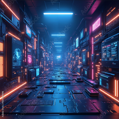 the room with high technology network inside