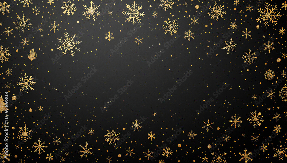 This image features a luxurious Christmas background with golden snowflakes and ornaments scattered on a black backdrop, creating an elegant holiday atmosphere.
This image features a luxurious Christmas background with golden snowflakes and ornaments scattered on a black backdrop, creating an elegant holiday atmosphere.