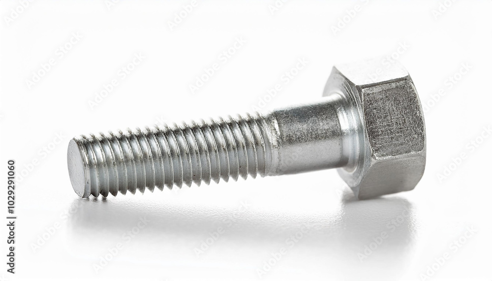 Macro shot of metal bolt, fastener isolated against white background. Macro shot of metal bolt, fastener isolated against white background.