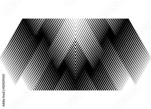 Modern black and white vector pattern with black lines. Abstract geometric shapes. Design element. For interior, covers, advertising, packaging, textiles. Striped vector background