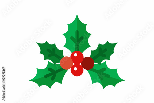 christmas holly with red ribbon