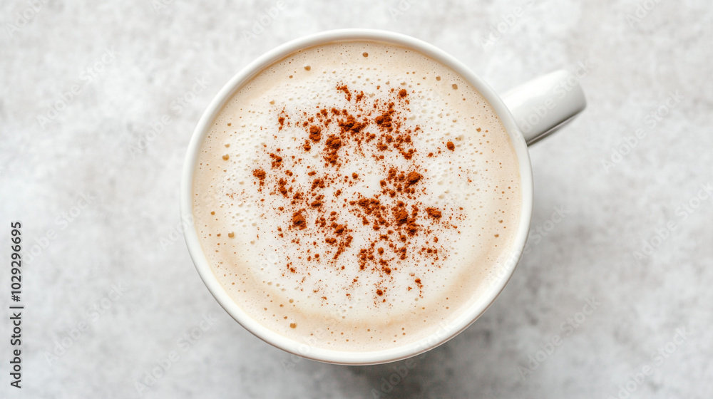 Top View of Cinnamon Latte with Foamy Milk Top View of Cinnamon Latte with Foamy Milk