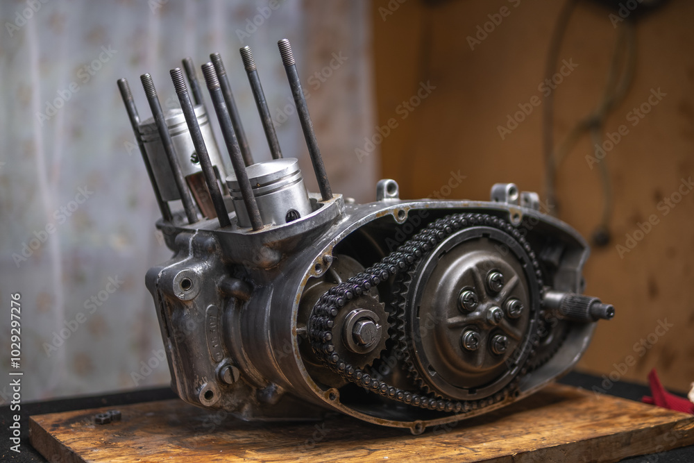 Misused two -stroke motorcycle engine Misused two -stroke motorcycle engine