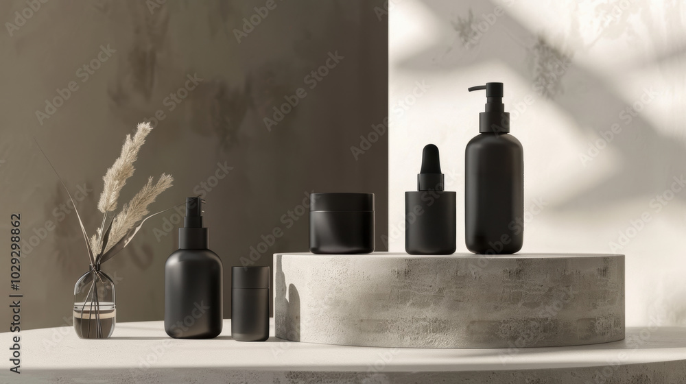 Elegant Skincare Product Display for Luxury Beauty Line - Ideal Design for Print and Web Promotion Elegant Skincare Product Display for Luxury Beauty Line - Ideal Design for Print and Web Promotion
