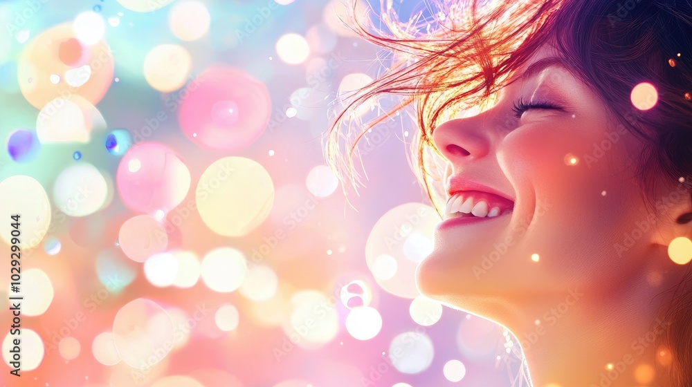 Woman Smiling Warmly with Joyful Expression Woman Smiling Warmly with Joyful Expression