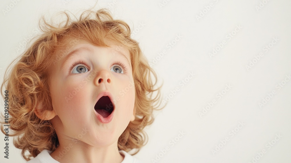 Surprised Young Child with Bright Eyes and Curly Hair Surprised Young Child with Bright Eyes and Curly Hair