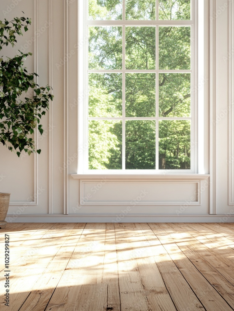 Fototapeta premium Bright and Airy Living Room with Sunlit Window