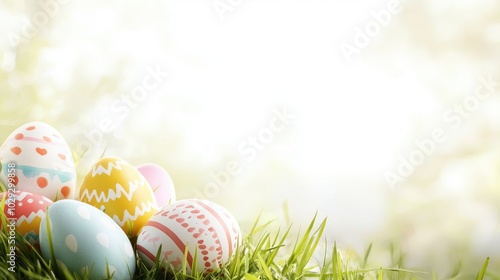 Colorful Easter Eggs Hidden in Green Grass