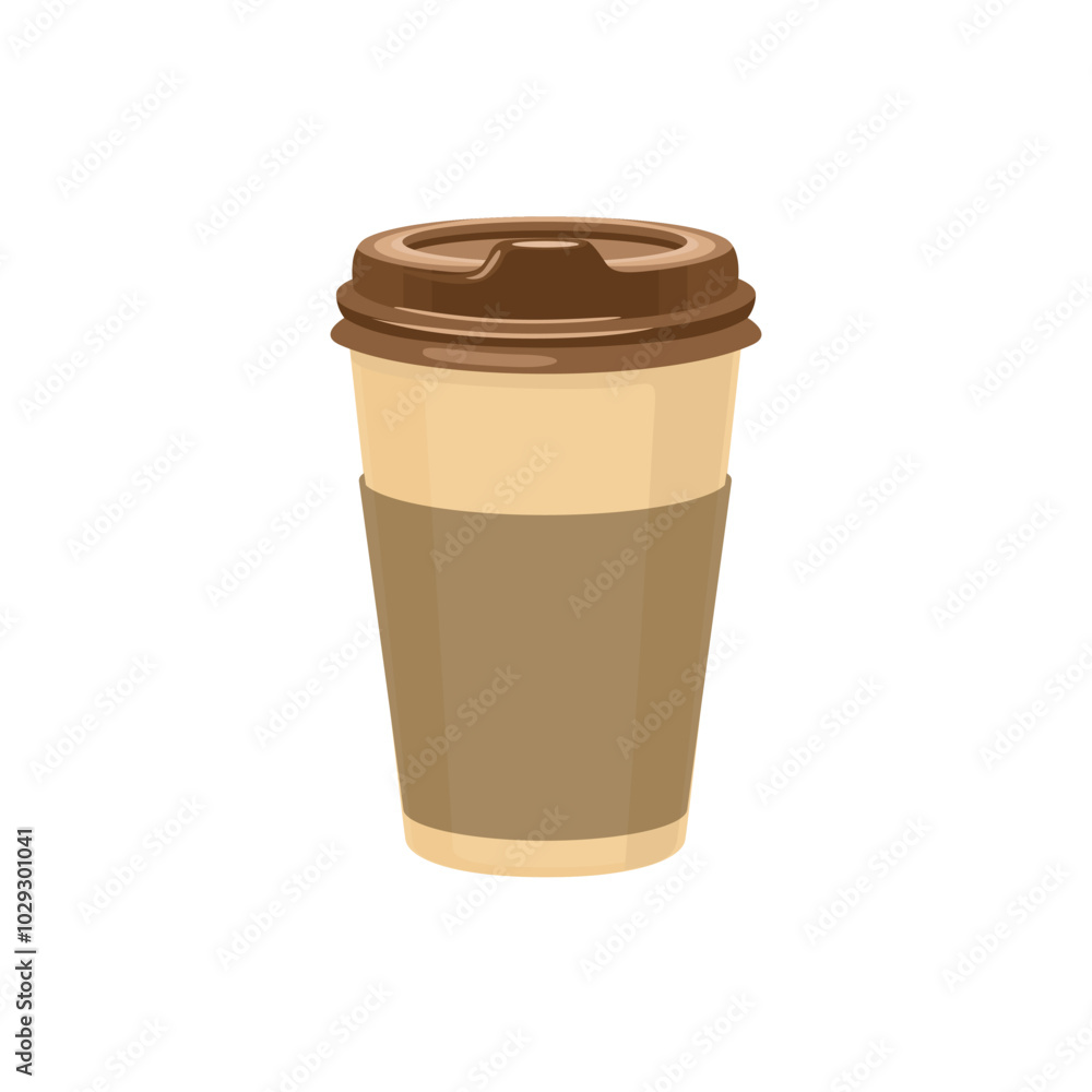 Takeaway paper cup isolated on white background. Vector cartoon flat illustration of tea or coffee. Takeaway paper cup isolated on white background. Vector cartoon flat illustration of tea or coffee.
