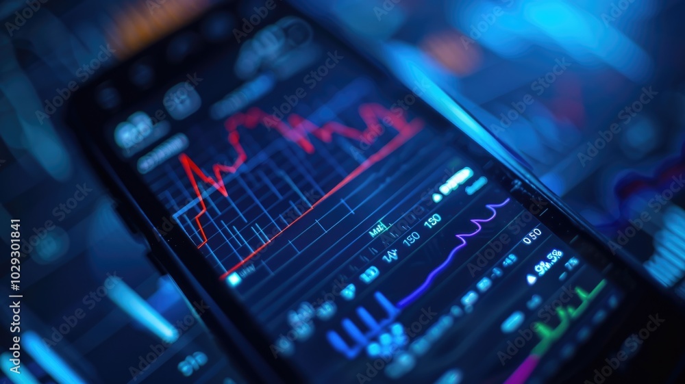 Futuristic financial data analytics interface with glowing graphs and charts for technology design Futuristic financial data analytics interface with glowing graphs and charts for technology design