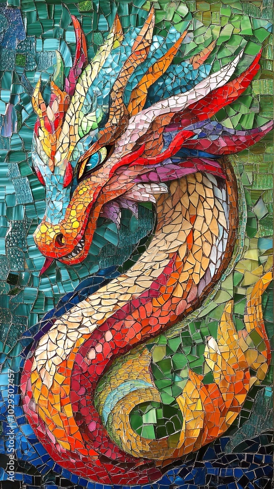 Vibrant Mosaic Dragon Artwork Vibrant Mosaic Dragon Artwork