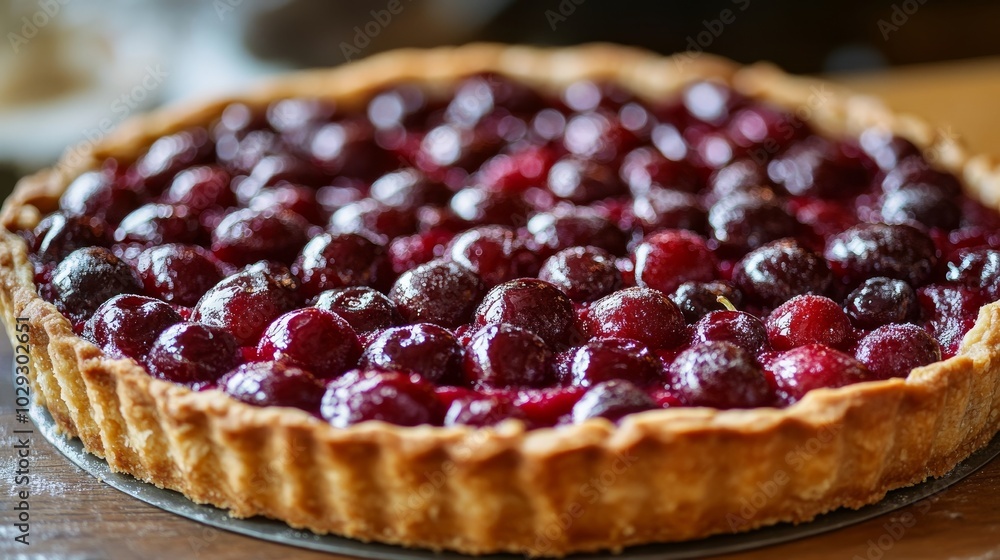 Homemade tart filled with ripe cherries Homemade tart filled with ripe cherries