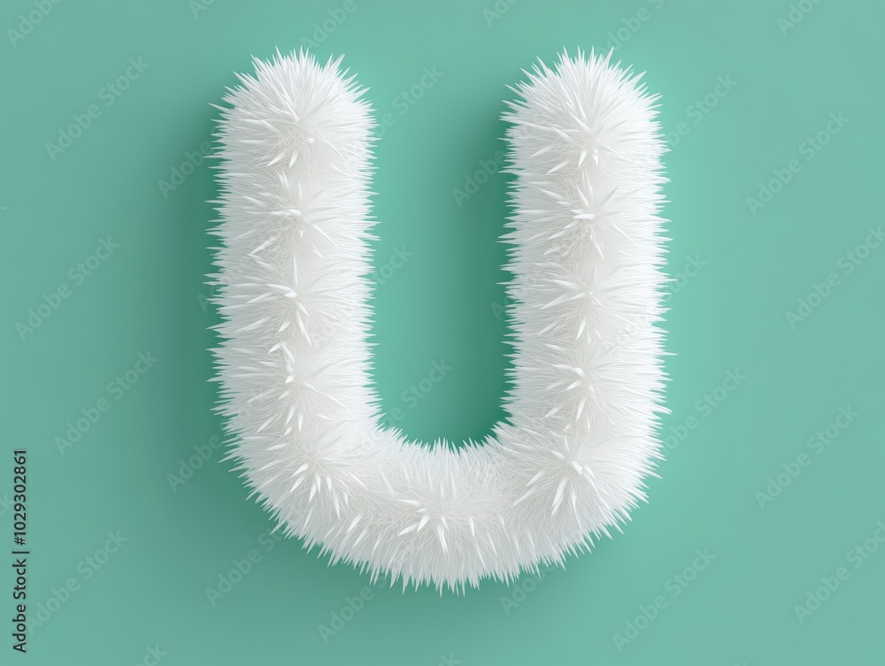 U created by an urchin spiky body forming the curve of the letter U, soft teal background U created by an urchin spiky body forming the curve of the letter U, soft teal background