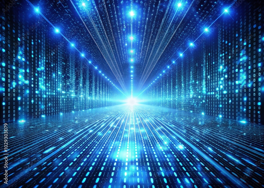 Obraz premium Dynamic Blue Binary Code Background for Motion Graphics Animation