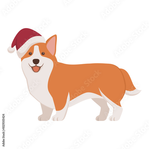 Cute dog wearing a Santa hat