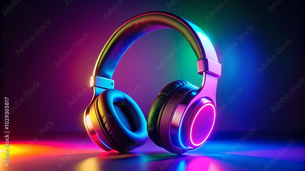 Vibrant Neon Glow Wireless Headphones on Gradient Background for Music Enthusiasts and Tech Lovers Vibrant Neon Glow Wireless Headphones on Gradient Background for Music Enthusiasts and Tech Lovers