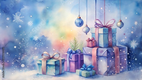 Colorful Christmas Presents and Ornaments in a Festive Scene